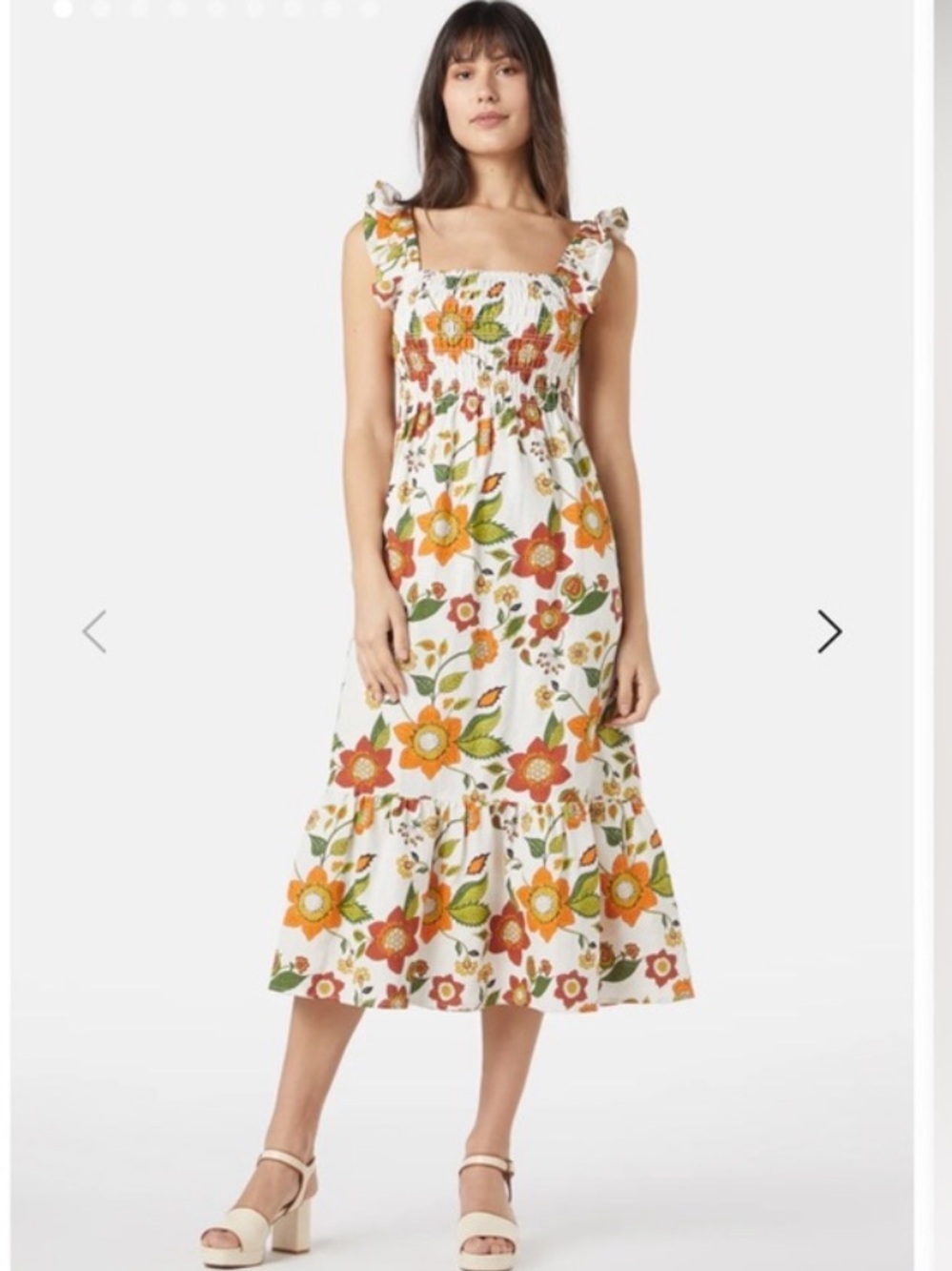Princess Highway ModCloth Mod Floral Flutter Sleeve Midi Medium Large Dress 12
